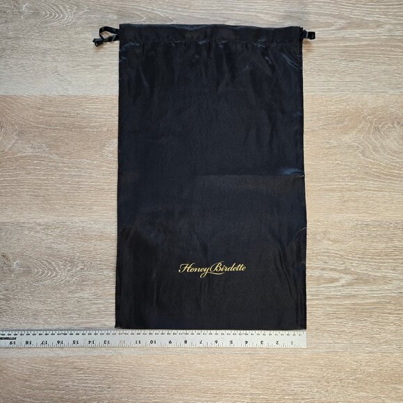 Honey Birdette Large Black Satin Drawstring Dust Bag Travel Storage Pouch NWOT - Picture 14 of 15
